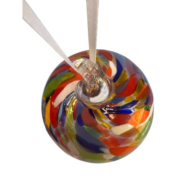 Art Glass Friendship Witch Spirit Ball Ornament Vibrant Multicolor 3½ - Picture 5 of 6